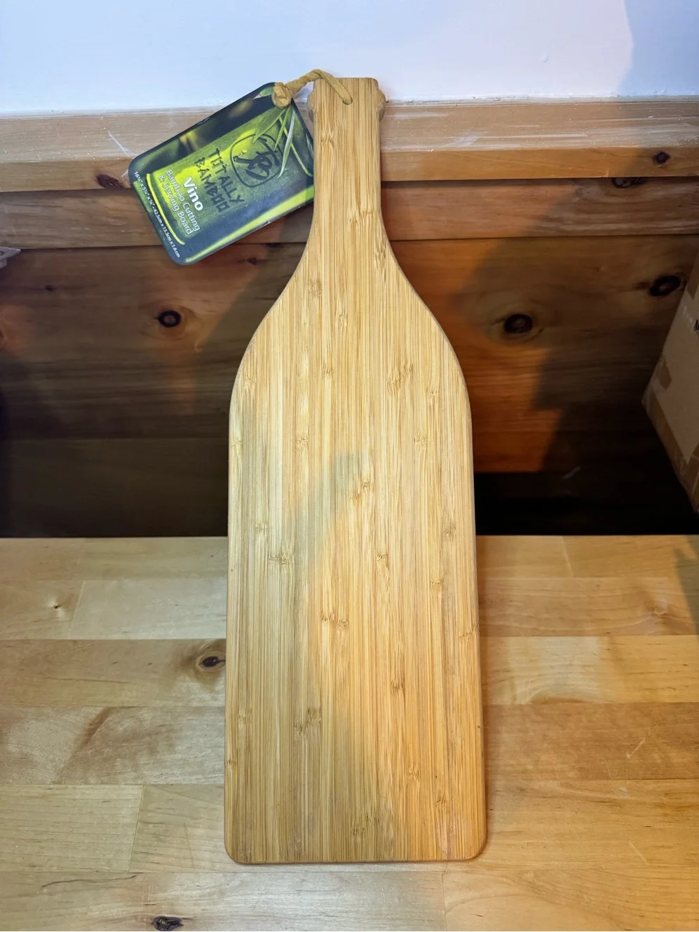 Bamboo Serving Paddle Board - Natural Wood - Bamboo - wine shaped cutting board